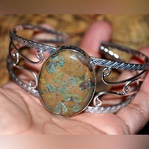 Adjustable One Size Rain Forest Ryolite Cuff Bracelet